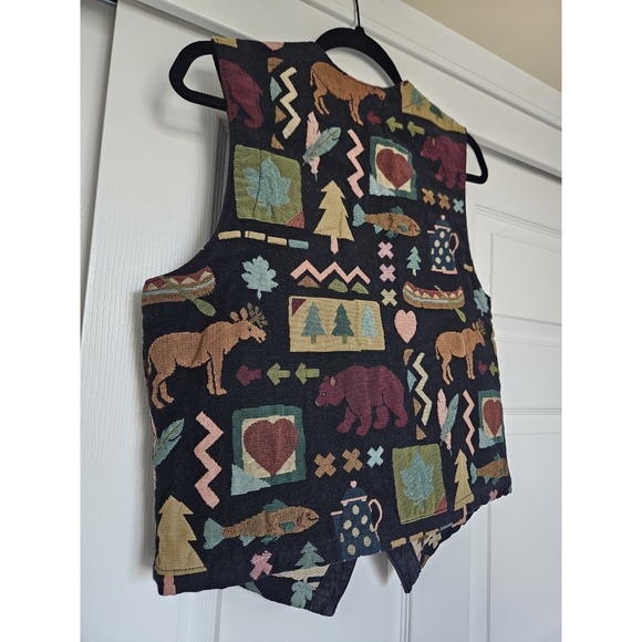 Vtg USA Gotcha Covered Tapestry Artsy Mountain Chic Native Ethnic Vest M - Picture 7 of 11